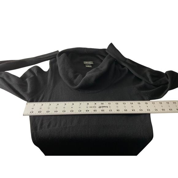 Dots Sweater Womens Medium Black Cowl Neck Pullover Ribbed Knit Long Sleeve Chic - Picture 3 of 8